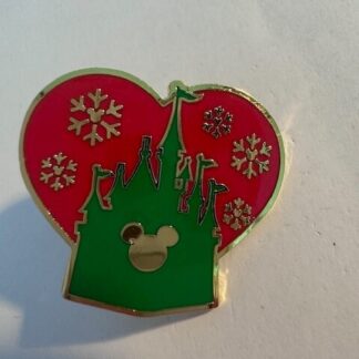 Disney Pin Christmas Holiday Castle Green With Red Snowflake Heart 2021 (D6)