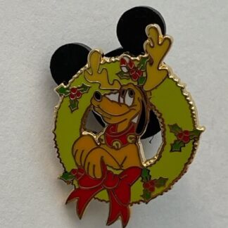 Disney Pin DL Pluto In Wreath Holiday Christmas Mini Pin LE (C7)