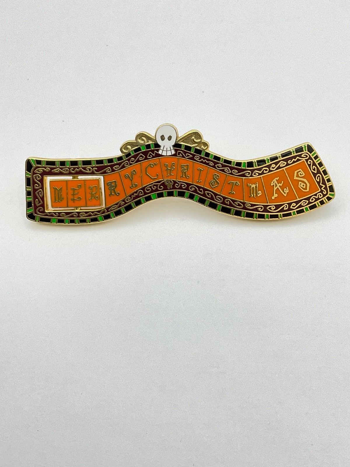 Disney Pin Nightmare Before Christmas Passholder Spinner Scary Merry Sign H7