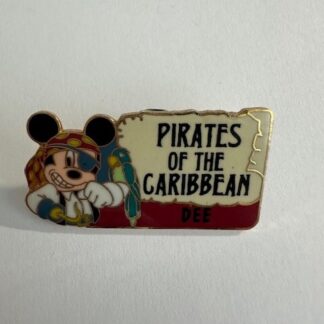 Disneyland Pirates of The Caribbean Mickey Mouse DEE Name Tag Souvenir Pin (A4
