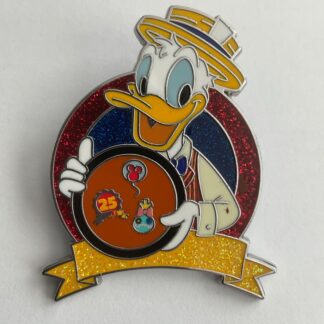 Donald Dressed as Scoop Holding Board Celebrating 25 Years Disney Pin F5