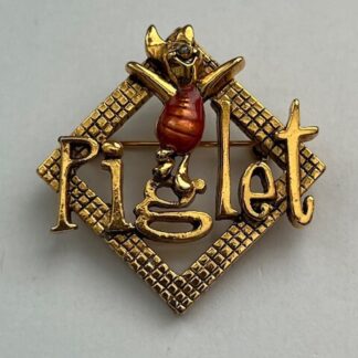 Goldtone Piglet Standing On Name Brooch Winnie The Pooh Disney Pin (A8)