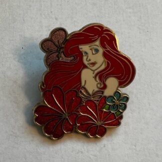 Jerry Leigh Floral Ariel With Shimmering Flowers Red Pink Disney Pin (C1)