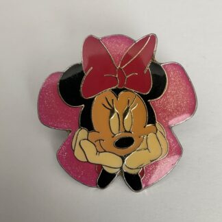 Minnie Mouse Vintage Disney Pin Pink Glitter Flower F5