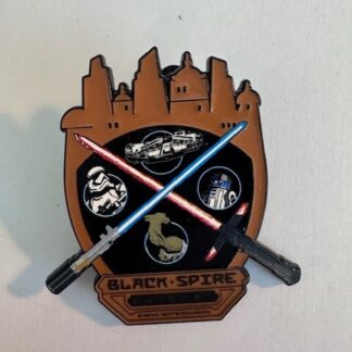 STAR WARS GALAXY'S EDGE BLACK SPIRE OUTPOST CROSSED LIGHTSABER PIN (D5)