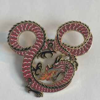 WDI Mickey Mouse Head Fire Breathing Dragon Red and Orange Fire Disney Pin (A5)