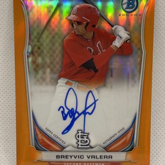 2014 Bowman Chrome Breyvic Valera Prospect Orange Auto /25 Blue Jays Cardinals
