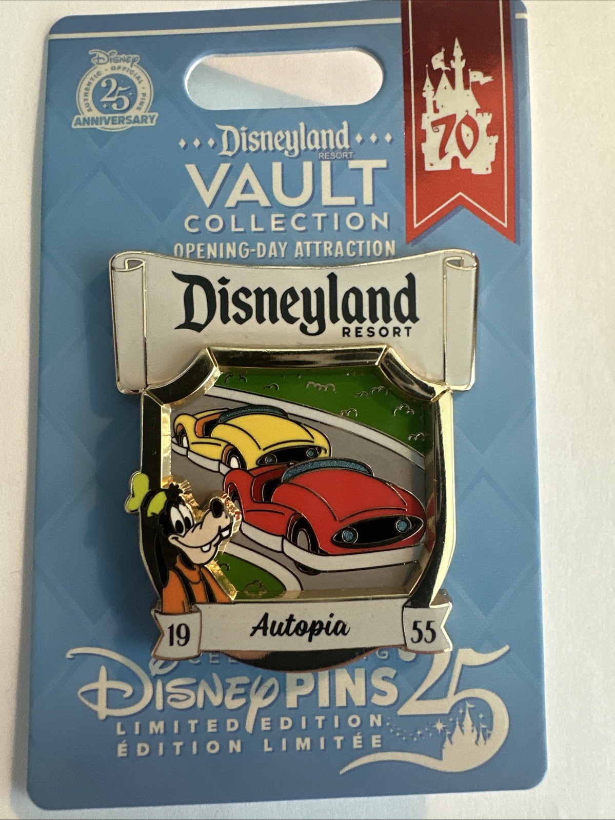 DLR Goofy Autopia 1955 Opening Day Attraction Posters 70th Vault LE Disney Pin