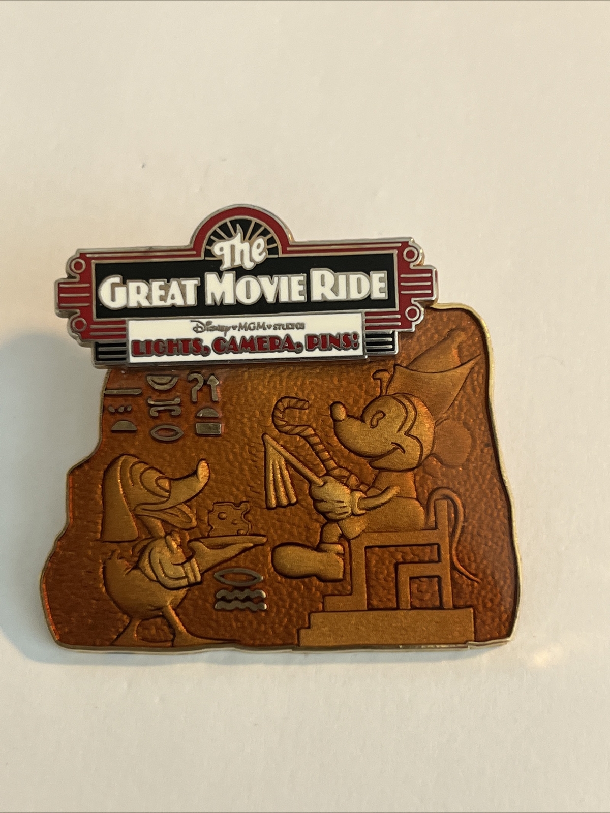 Disney LE 750 Lights Cameras Pin Event Great Movie Ride Mickey Donald Signed A8