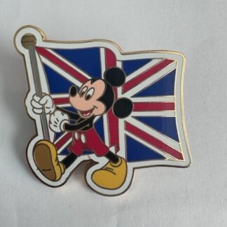 Disney Mickey Mouse Red White And Blue UK London Flag Head Vintage Pin (B7)