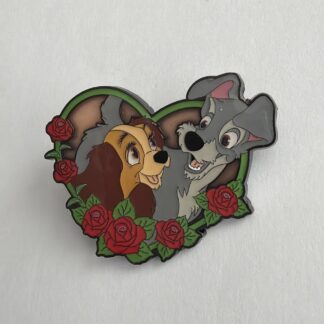 Disney Pin Loungefly Lady and the Tramp in Stained Glass Heart Roses Flowers H4