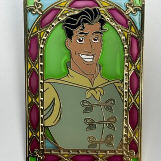 Disney Pin PALM Monogram Prince Naveen 3" LE 300 Stained Glass Pink A La Mode G5