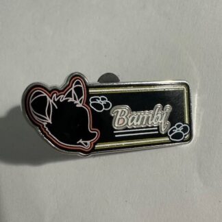 HKDL Hong Kong Game Prize Black Neon Name Plate Bambi Disney Pin (B2)