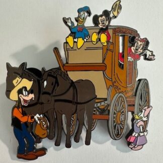 Mickey Friends Western Stagecoach Minnie Goofy Donald Daisy 2002 Disney Pin E2