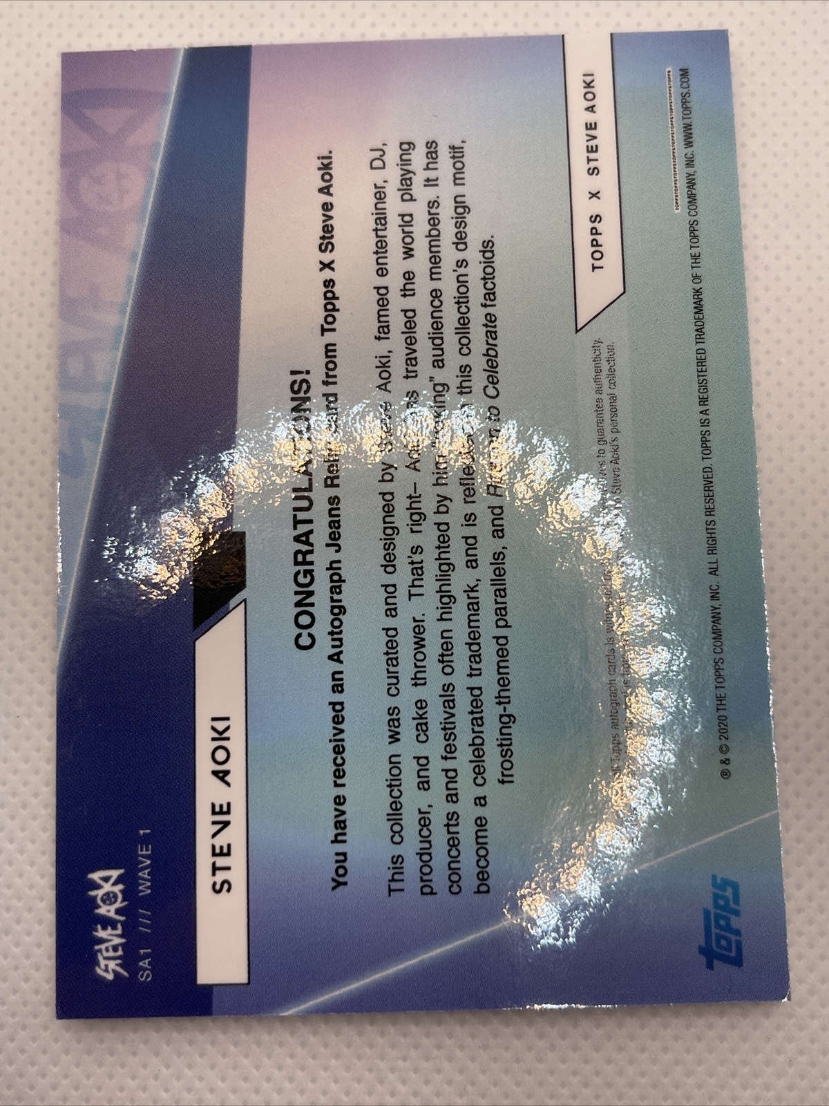 Steve Aoki Topps Autograph Auto Relic Jeans Pink 134/150 Wave 1 - Image 5