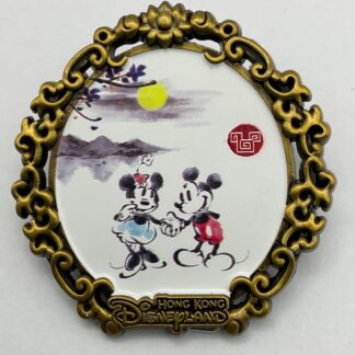 2019 Disney HKDL Hong Kong Disneyland Sketch Mickey Minnie Pin Oval Frame H1
