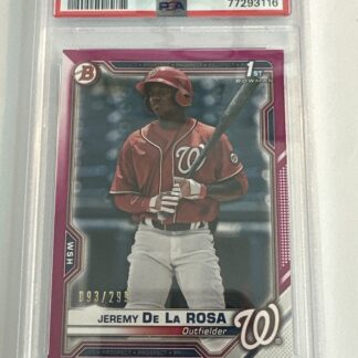 2021 Bowman Chrome Fuchsia Paper /299 Jeremy De La Rosa #BP25 PSA 9 Nats