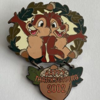 DLR Happy Thanksgiving 2002 Chip & Dale Dangle LE Disney Pin (A9)