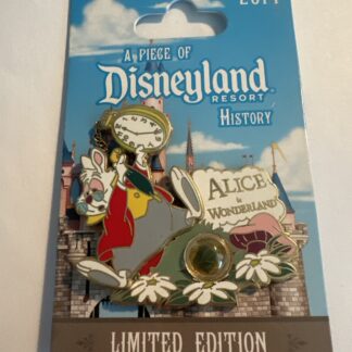 Disney Alice In Wonderland Piece of Disneyland History 2014 LE White Rabbit Pin