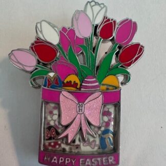 Disney Pin #161536 DL Tulips and Character Eggs Pink Glitter Bow - Easter LE (D7
