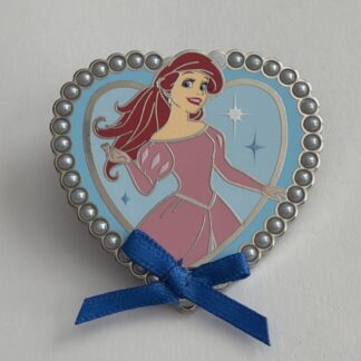 Disney Princess Ariel Pin Heart Frame Blue Bow - The Little Mermaid H4