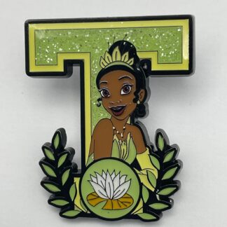 Disney Princess Letter T Initial Glitter Mystery Pin Tiana Princess Frog H2