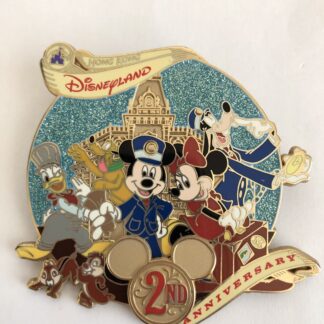 HKDL 2nd Anniversary Jumbo Mickey Minnie Goofy Donald Chip & Dale Disney Pin B6