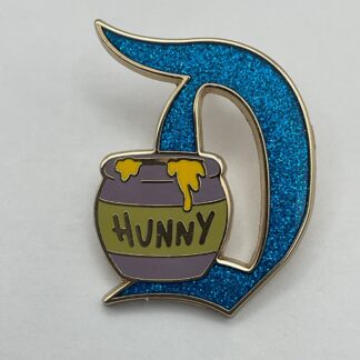 Key to Disneyland 70th Anniversary Gold Glitter D Pin Pooh Hunny Pot Honey G5