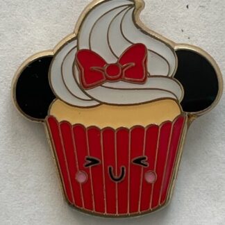 Smiling Happy Minnie Mouse Red Cupcake Ears Bow Disney Parks Pin (C6)