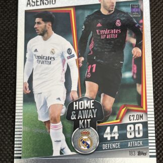 2020-21 Topps Match Attax 101 Home & Away Kit #183 Marco Asensio - Real Madrid