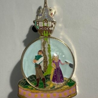 DEC Tangled Snow Globe Pin Series LE 250 with Rapunzel Flynn Disney Pin B0