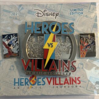 Disney Heroes Vs Villains Epic Showdown 3 Piece Pin Holder Set Mickey Chernabog
