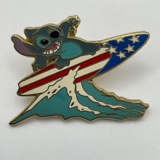 Disney Pin 2008 Stitch Surfing Patriotic Surfboard American Flag G6