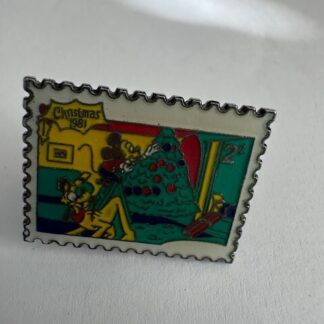 Mickey and Pluto Decorating Christmas Tree Stamp Disney Pin (D1)
