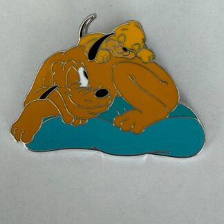 Pluto with Sleeping Pluto Jr - Lying on a Blue Cushion 2025 Disney Pin F9