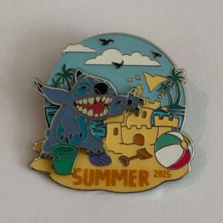 Stitch Attacking a Sandcastle - Summer 2025 Beach Ball Palm Trees Disney Pin H7