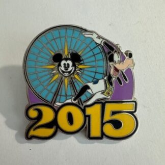 2015 Disney Dated Starter Pin DLR DCA Goofy In Front Of Mickey's Fun Wheel (A4)
