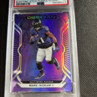 2020 Panini Obsidian Electric Etch Purple Flood #89 Mark Ingram II 1/16 PSA 10