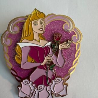 Aurora Framed PIN in Heart holding Rose Disney Land Paris DLRP DLP Pin (D5)