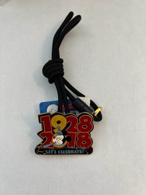 DLR Mickey 90th Anniversary Let’s Celebrate 2018 1928 Bolo Lanyard Disney Pin B