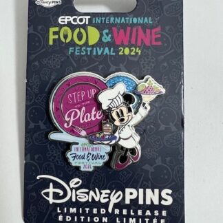 Disney Epcot Food And Wine Festival 2024 Chef Minnie Mouse holding tray Pin (B)