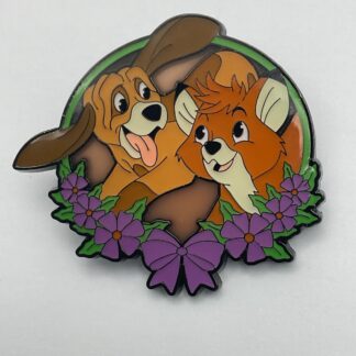 Disney Loungefly Floral Dogs Stained Glass Portrait Pin Todd Copper Fox Hound H2