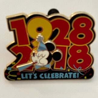 Disney Pin Mickey Mouse Let's Celebrate 90 Years 1928 2018 party hat (C6)