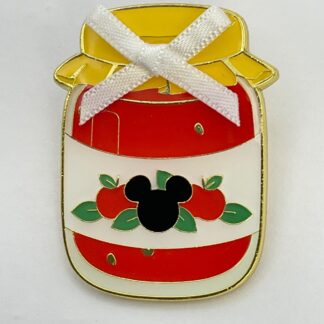 Disney Pin Mickey and Friends Jam Jelly Jar Ribbon Mickey Mouse Apple H6