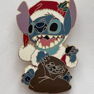 Disney Pin Stitch Christmas Santa Hat Bag of Coal Elf JUMBO LE 300 RARE (B8)