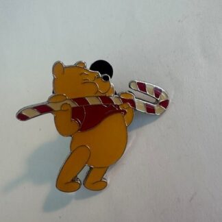 Disney Pin Winnie the Pooh Lifting Candy Cane Enamel Pooh Christmas Series (D3)