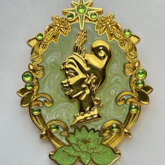 Disney Princess Tiana Silhouette Gold Frame Portrait BoxLunch Monogram Pin G9
