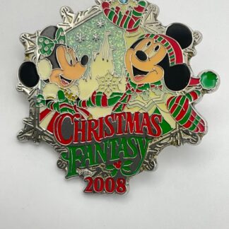 Disney TDR 25TH Japan Christmas  Fantasy 2008 Mckey and Minnie Snowflake Pin D9