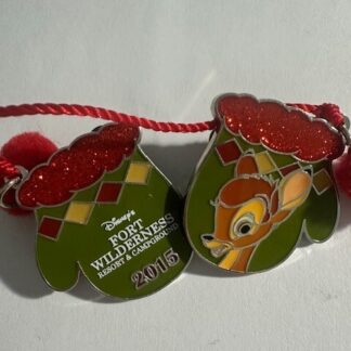 Disney WDW Happy Holidays 2015 Fort Wilderness Resort Bambi Mittens Pin LE (D6)