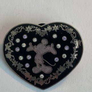 HKDL Silhouette In Jeweled Heart Mickey Mouse Disney Pin (B4)